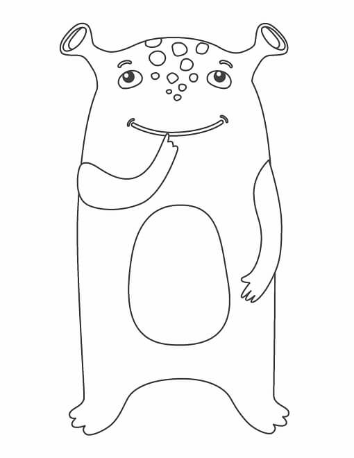 Free printable gentle monster with spots and small ears coloring page for kids. Download PDF.