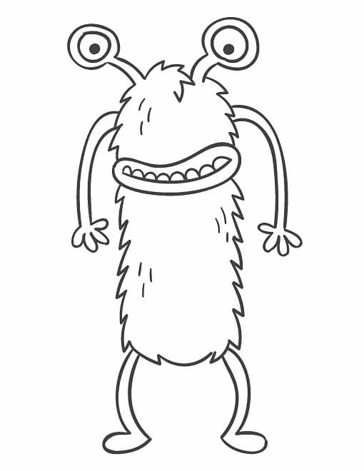 Free printable tall furry monster with two stalk eyes coloring page for kids. Download PDF.