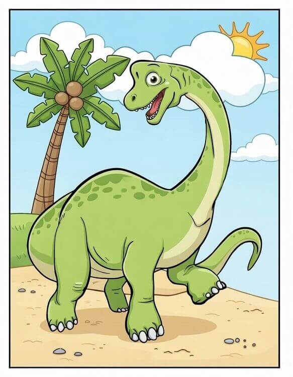 Dinosaur coloring page for kids