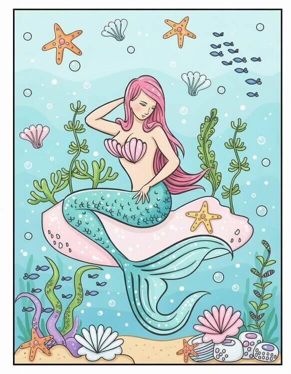 Mermaid Printable Coloring Pages Collection